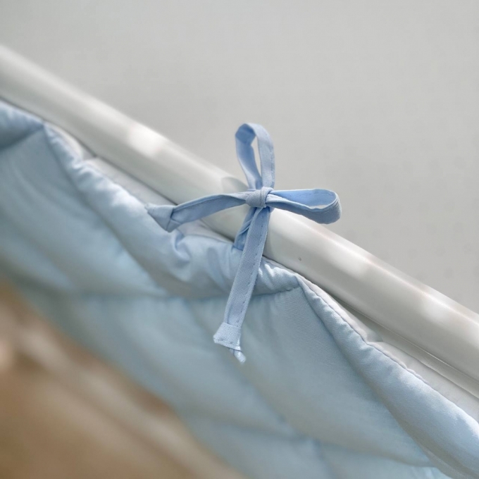 Protectie laterata patut bebe din 4 piese albastru (3)